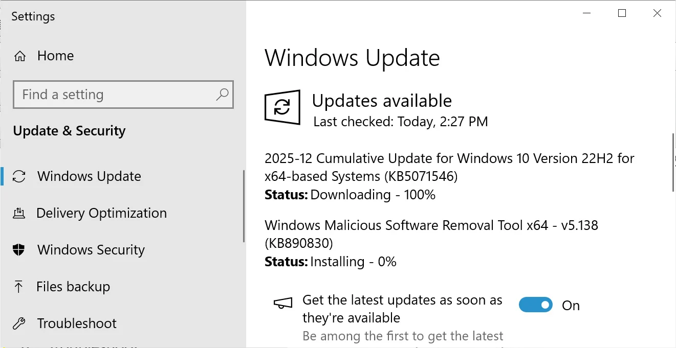 Windows 10 KB5071546 güncellemesi