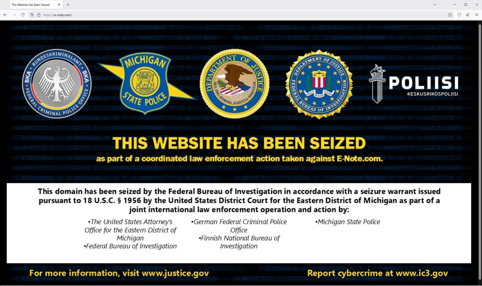 Seizure notice