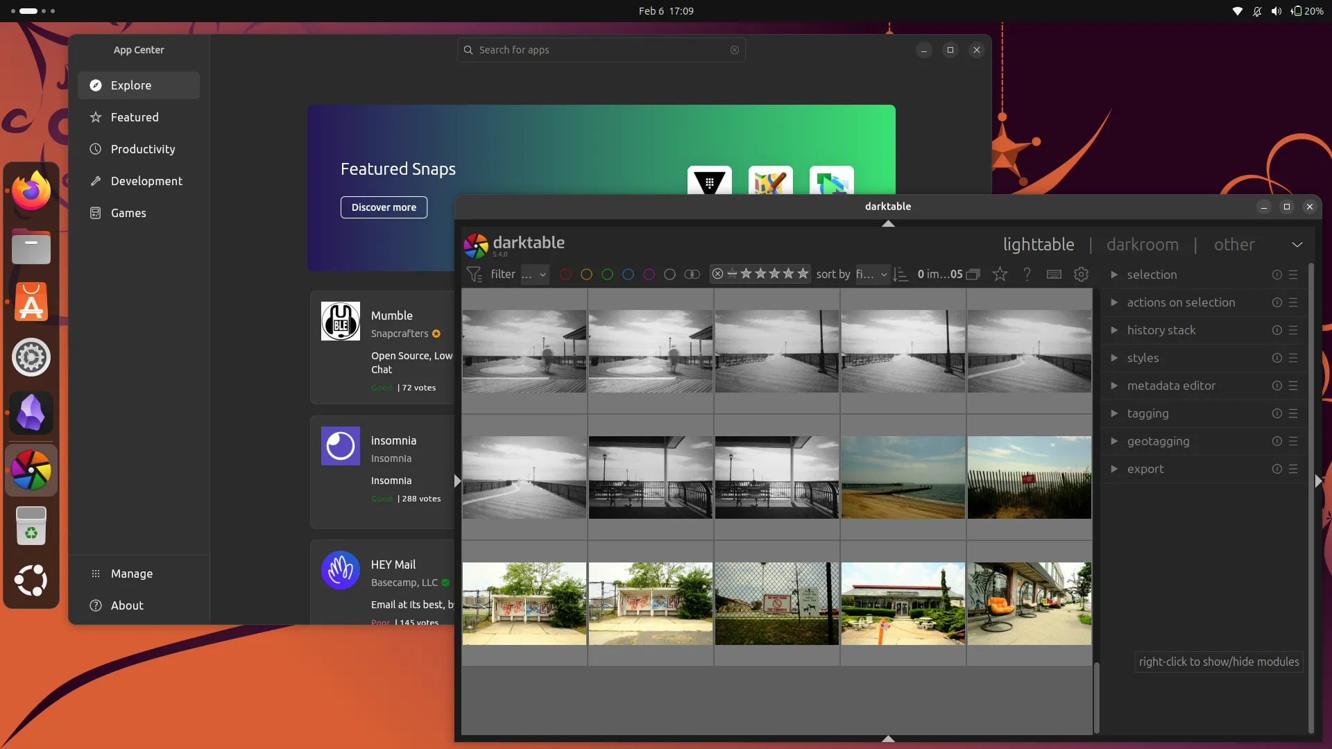 Darktable, Linux ile uyumlu Lightroom alternatifi ve Ubuntu masaüstünde çalışan Ubuntu App Center.