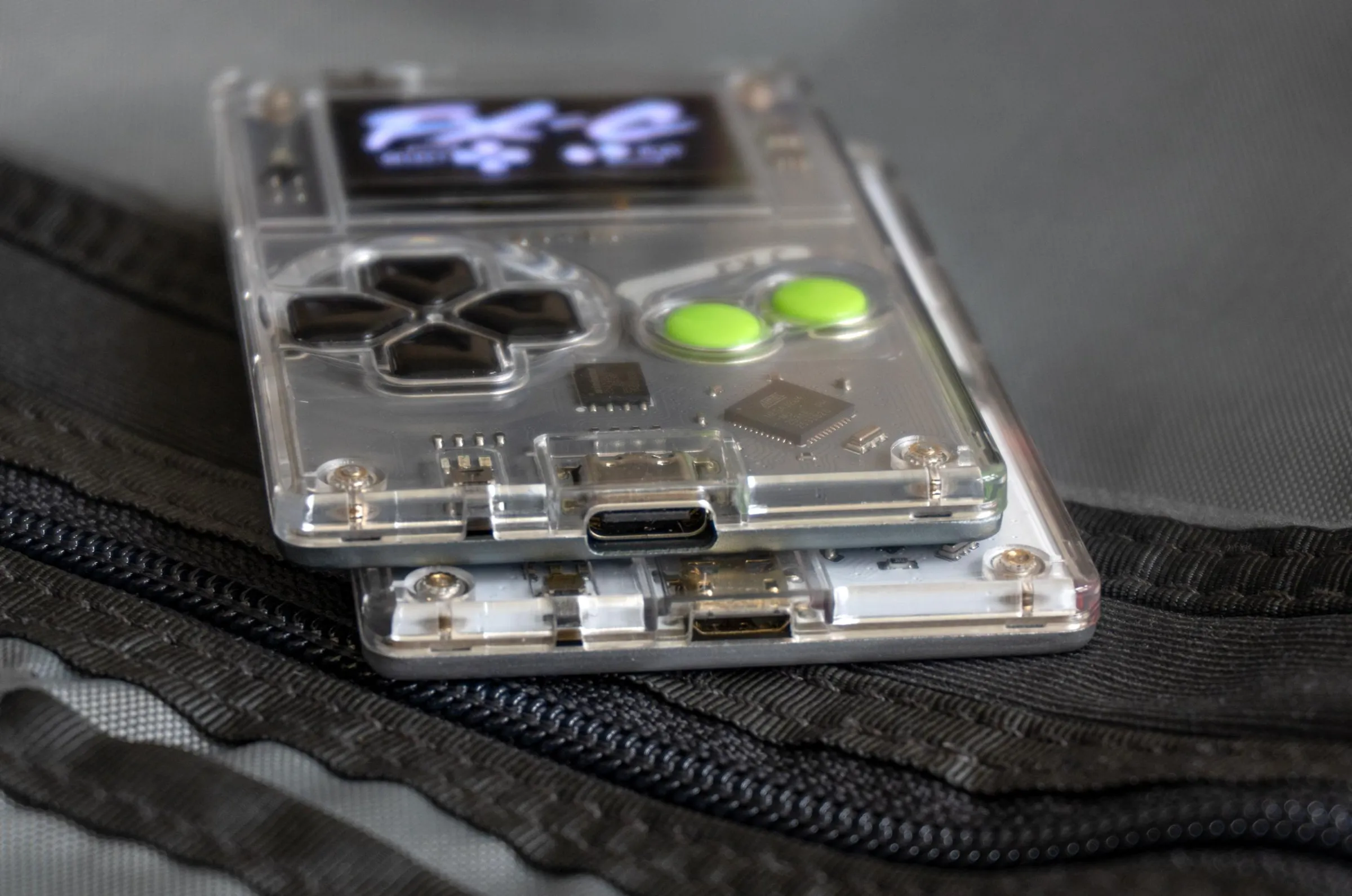The original Arduboy and Arduboy FX-C’s USB ports compared.